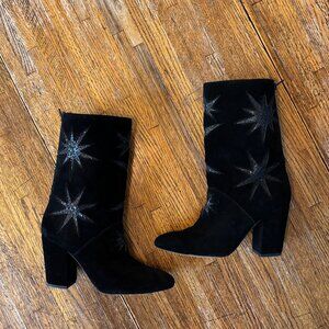 Avec Les Filles Nikita Starburst Black Suede and Glitter Boot Size 8